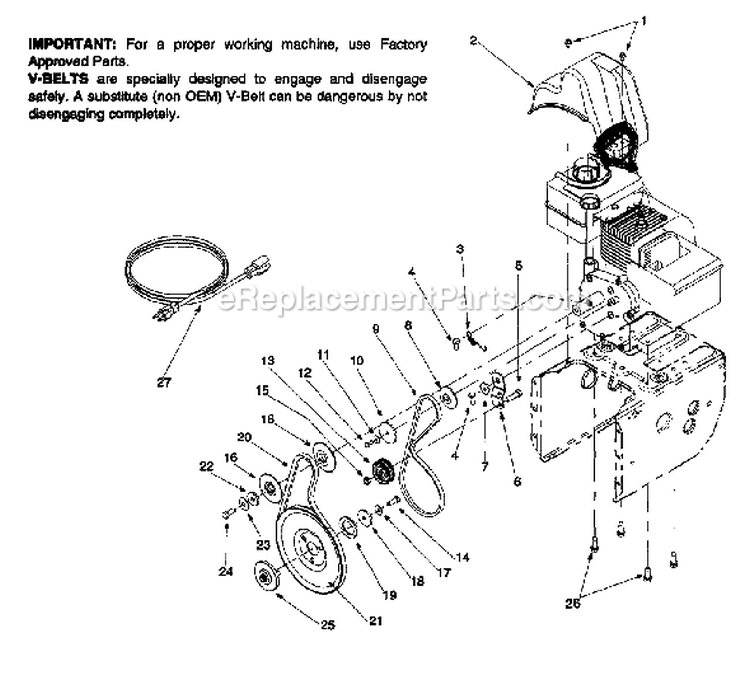 Page B Diagram and Parts List for 31AE600E161 1999 Yard Machines Snow Blower